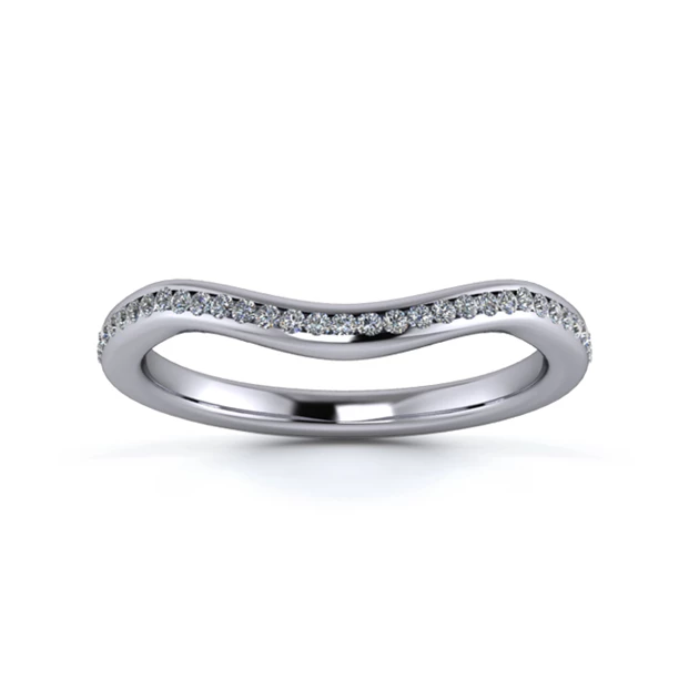 Platinum 2mm Dramatic Wave Half Channel Diamond Set Ring