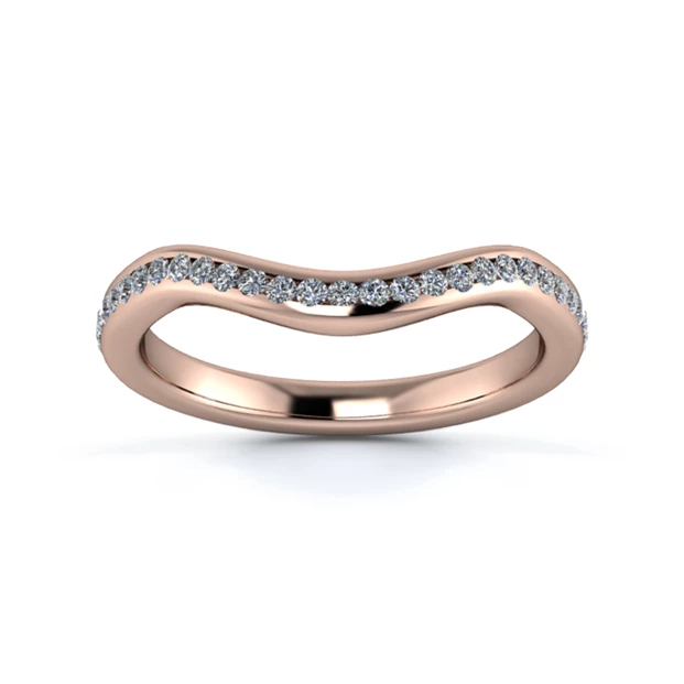 18K Rose Gold 2.2mm Dramatic Wave Half Channel Diamond Set Ring