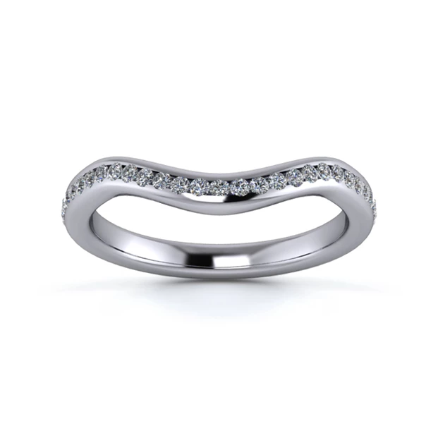 18K White Gold 2.2mm Dramatic Wave Half Channel Diamond Set Ring