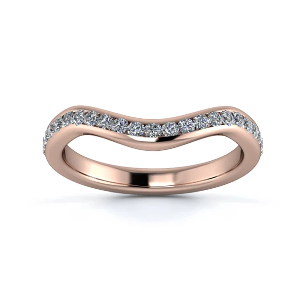 18K Rose Gold 2.5mm Dramatic Wave Half Channel Diamond Set Ring