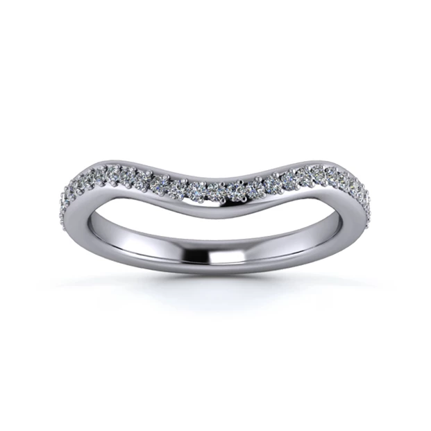 Platinum 2.2mm Dramatic Wave Half Grain Diamond Set Ring