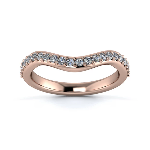 18K Rose Gold 2.5mm Dramatic Wave Half Grain Diamond Set Ring