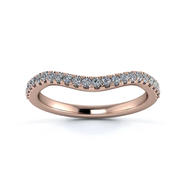 18K Rose Gold 2mm Dramatic Wave Half Micro Diamond Set Ring