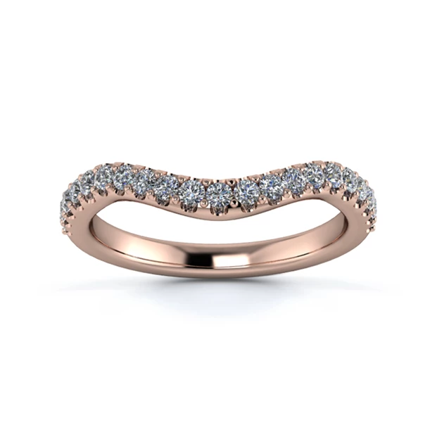 18K Rose Gold 2.2mm Dramatic Wave Half Micro Diamond Set Ring