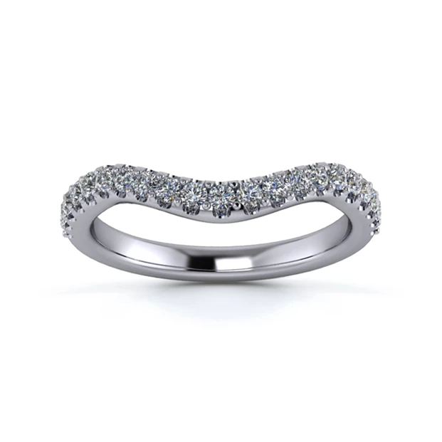 18K White Gold 2.2mm Dramatic Wave Half Micro Diamond Set Ring