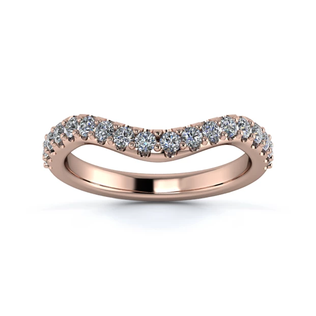 18K Rose Gold 2.5mm Dramatic Wave Half Micro Diamond Set Ring