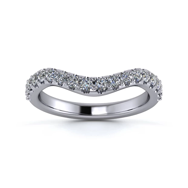 Platinum 2.5mm Dramatic Wave Half Micro Diamond Set Ring