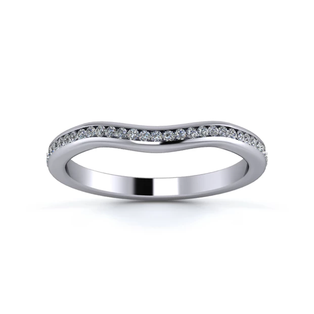 Platinum 2mm Gentle Wave Half Channel Diamond Set Ring