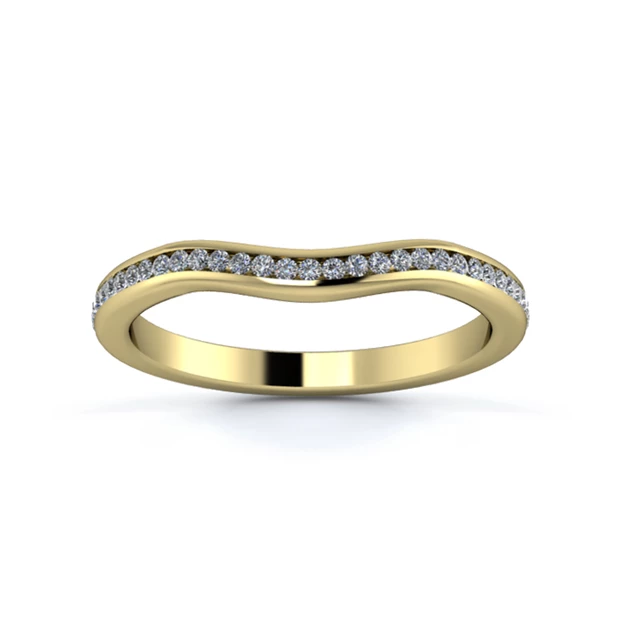 18K Yellow Gold 2mm Gentle Wave Half Channel Diamond Set Ring