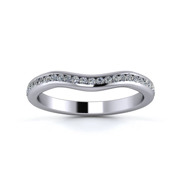 Platinum 2.2mm Gentle Wave Half Channel Diamond Set Ring