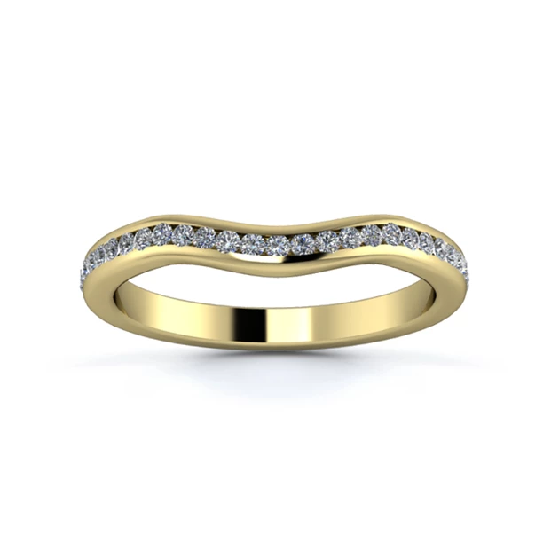 18K Yellow Gold 2.2mm Gentle Wave Half Channel Diamond Set Ring