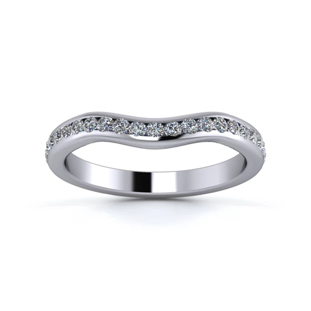 Platinum 2.5mm Gentle Wave Half Channel Diamond Set Ring