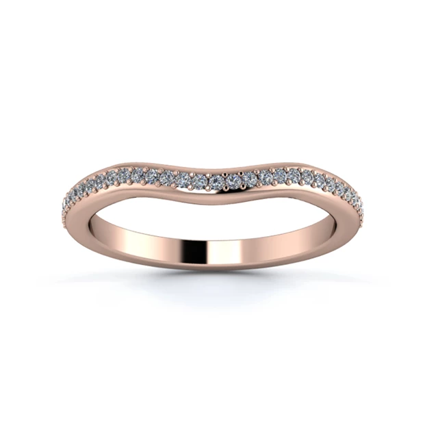 18K Rose Gold 2mm Gentle Wave Half Grain Diamond Set Ring