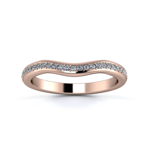 18K Rose Gold 2.2mm Gentle Wave Half Grain Diamond Set Ring