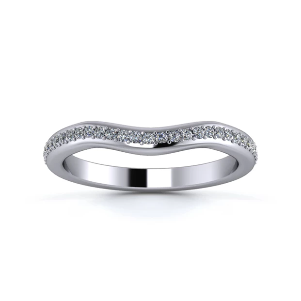 Platinum 2.2mm Gentle Wave Half Grain Diamond Set Ring