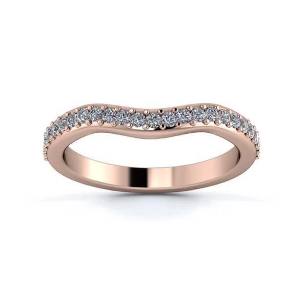 18K Rose Gold 2.5mm Gentle Wave Half Grain Diamond Set Ring