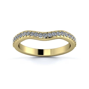 18K Yellow Gold 2.5mm Gentle Wave Half Grain Diamond Set Ring