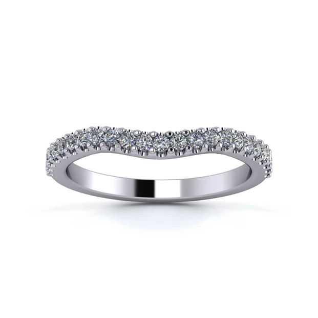 Platinum 2mm Gentle Wave Half Micro Diamond Set Ring