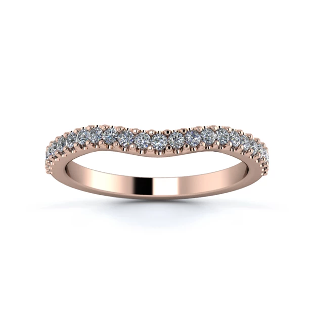 18K Rose Gold 2mm Gentle Wave Half Micro Diamond Set Ring