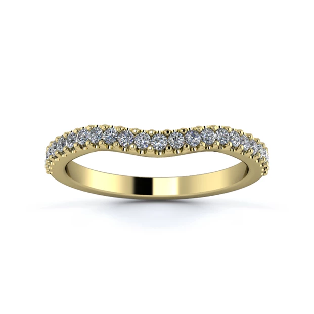 18K Yellow Gold 2mm Gentle Wave Half Micro Diamond Set Ring