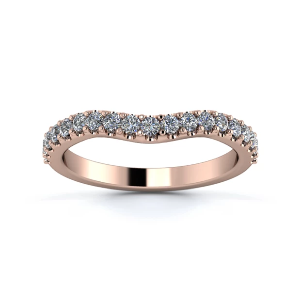 18K Rose Gold 2.2mm Gentle Wave Half Micro Diamond Set Ring