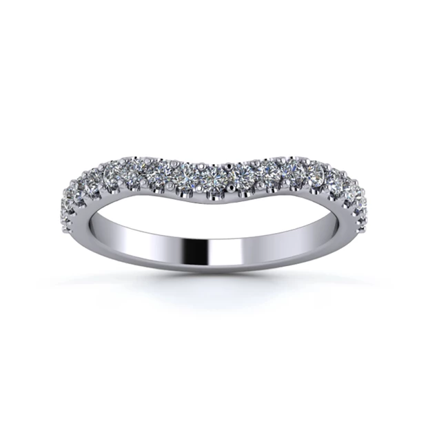 Platinum 2.2mm Gentle Wave Half Micro Diamond Set Ring