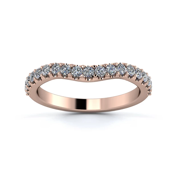 18K Rose Gold 2.5mm Gentle Wave Half Micro Diamond Set Ring