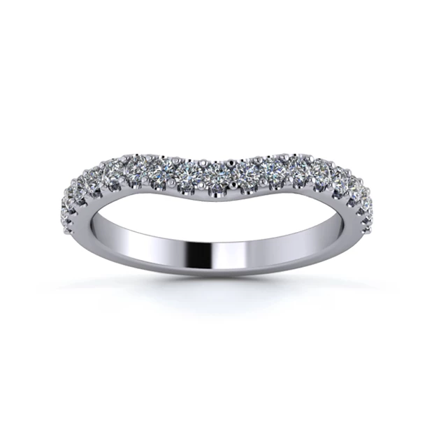 18K White Gold 2.5mm Gentle Wave Half Micro Diamond Set Ring