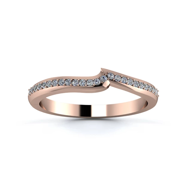 18K Rose Gold 2mm Fitted Half Grain Diamond Set Ring