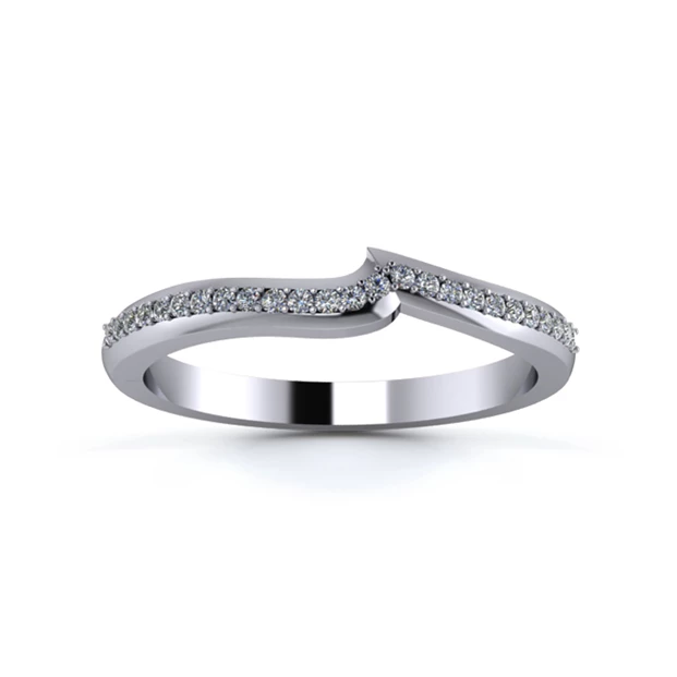 Platinum 2mm Fitted Half Grain Diamond Set Ring