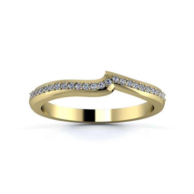 18K Yellow Gold 2mm Fitted Half Grain Diamond Set Ring