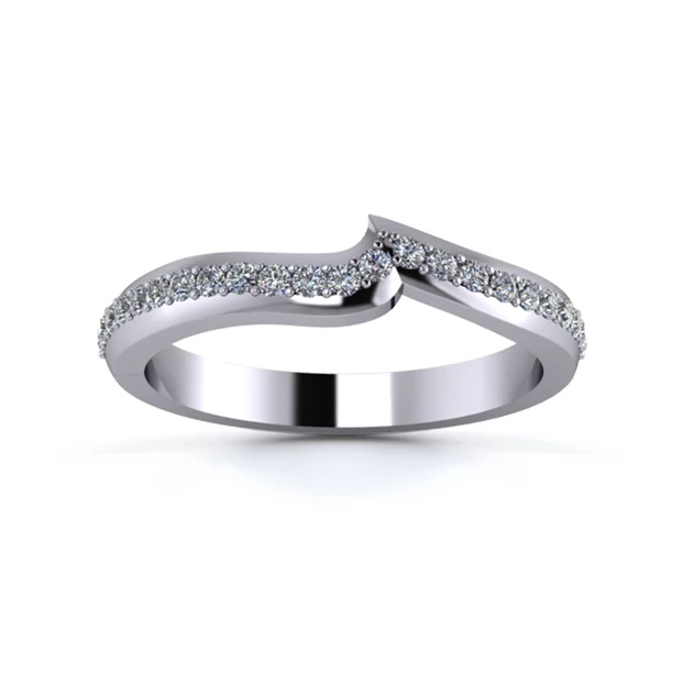 Platinum 2.5mm Fitted Half Grain Diamond Set Ring