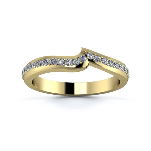 18K Yellow Gold 2.5mm Fitted Half Grain Diamond Set Ring