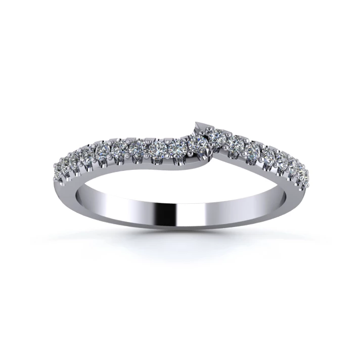 18K White Gold 2mm Fitted Half Micro Diamond Set Ring