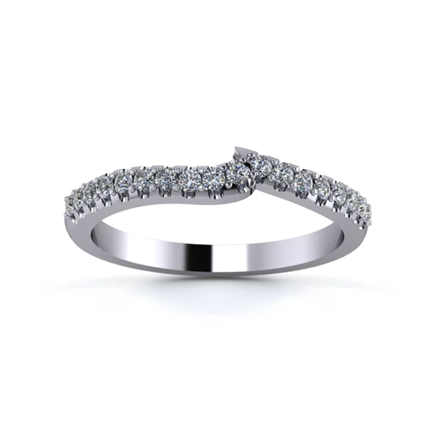 Platinum 2mm Fitted Half Micro Diamond Set Ring