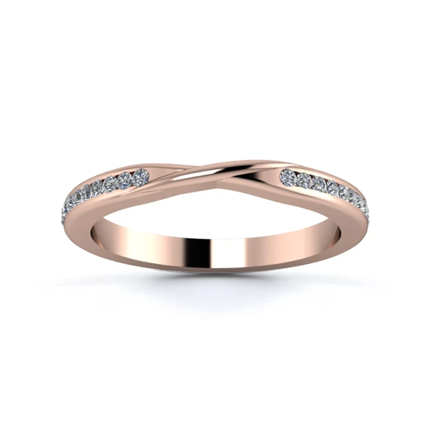 18K Rose Gold 2.2mm Ribbon Half Channel Diamond Set Ring