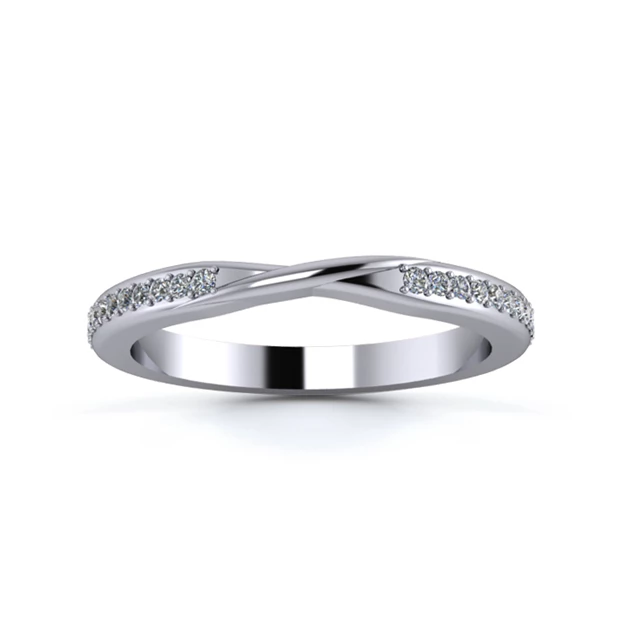 Platinum 2.2mm Ribbon Half Grain Diamond Set Ring