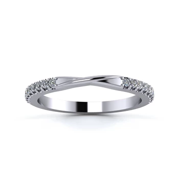 Platinum 2mm Ribbon Half Micro Diamond Set Ring