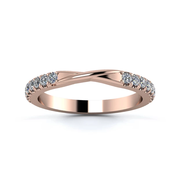 18K Rose Gold 2.2mm Ribbon Half Micro Diamond Set Ring