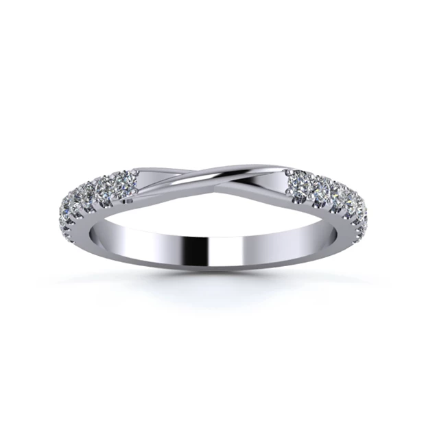 18K White Gold 2.2mm Ribbon Half Micro Diamond Set Ring