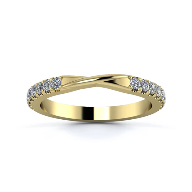 18K Yellow Gold 2.2mm Ribbon Half Micro Diamond Set Ring