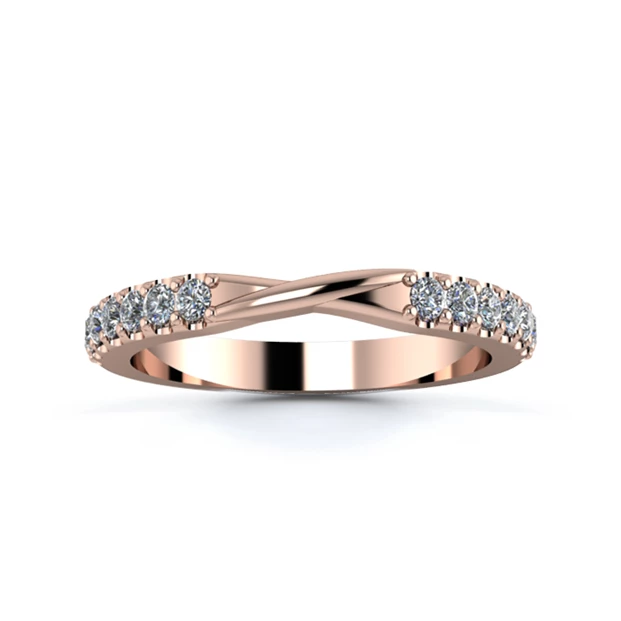 18K Rose Gold 2.5mm Ribbon Half Micro Diamond Set Ring