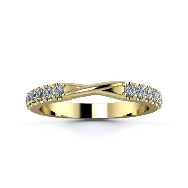 18K Yellow Gold 2.5mm Ribbon Half Micro Diamond Set Ring