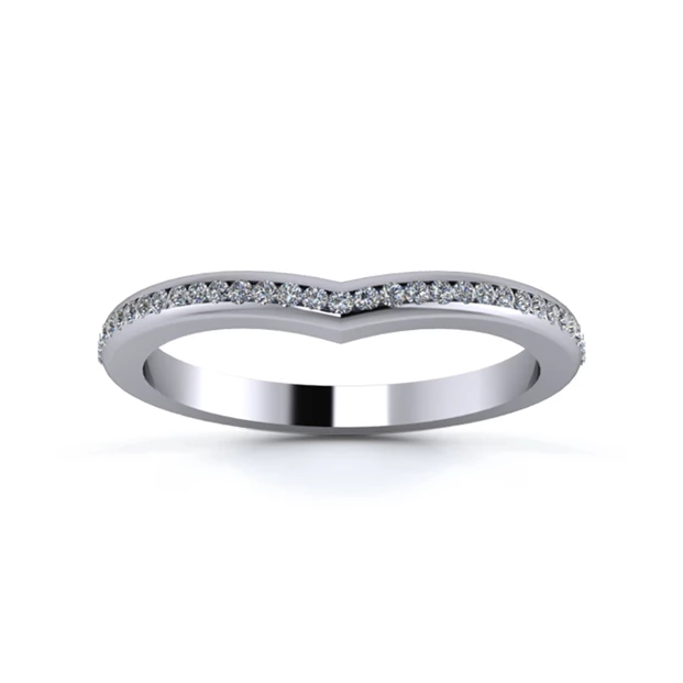 18K White Gold 2mm Wishbone Half Channel Diamond Set Ring