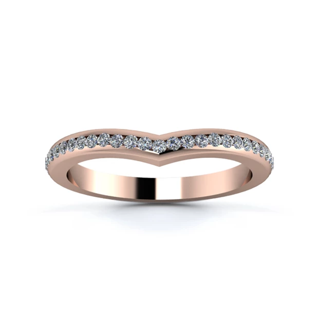 18K Rose Gold 2.2mm Wishbone Half Channel Diamond Set Ring