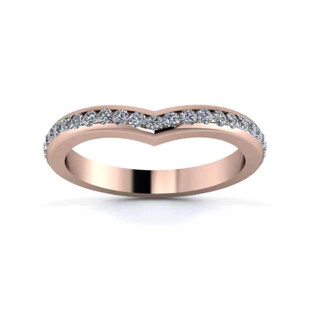 18K Rose Gold 2.5mm Wishbone Half Channel Diamond Set Ring