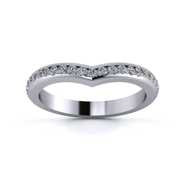 18K White Gold 2.5mm Wishbone Half Channel Diamond Set Ring