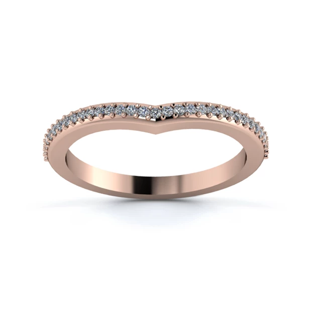 18K Rose Gold 2mm Wishbone Half Grain Diamond Set Ring