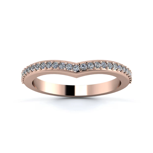 18K Rose Gold 2.2mm Wishbone Half Grain Diamond Set Ring