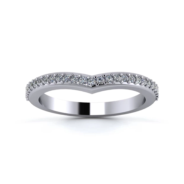 Platinum 2.2mm Wishbone Half Grain Diamond Set Ring